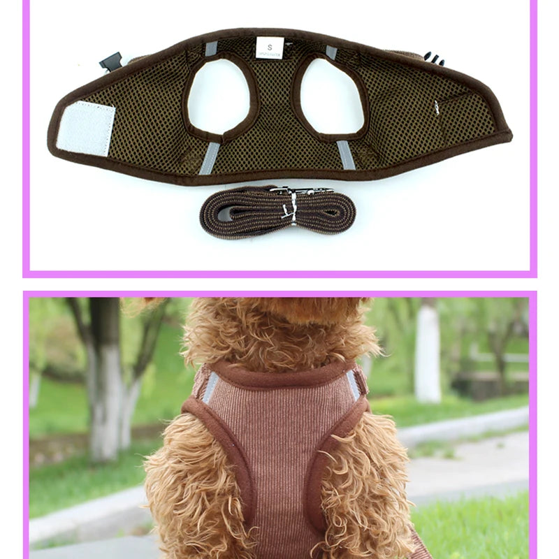 Corduroy Dog Harness/ Vest & Leash Set