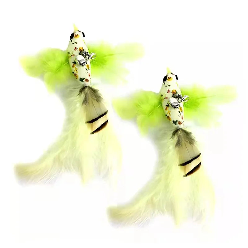 Feather Bird Cat Teaser Toy – Interactive Wand with Bell & Suction Base