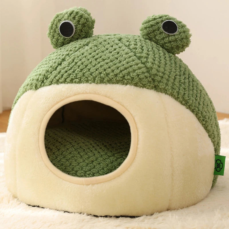 Frog-Shaped Plush Pet Nest/ Bed