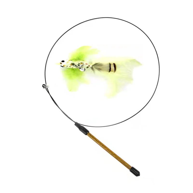 Feather Bird Cat Teaser Toy – Interactive Wand with Bell & Suction Base
