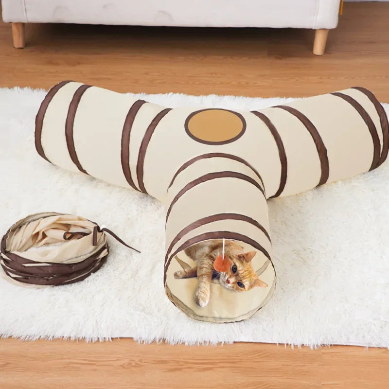 Foldable Cat Tunnel – Interactive T/Y Tube Play Hideaway