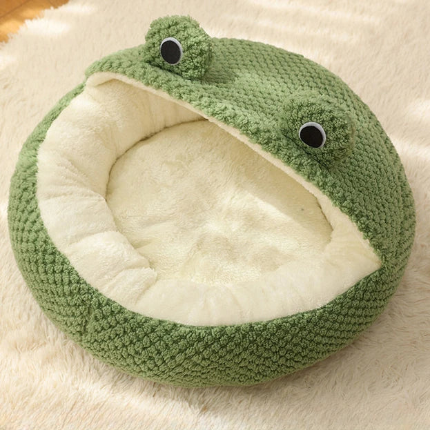 Frog-Shaped Plush Pet Nest/ Bed
