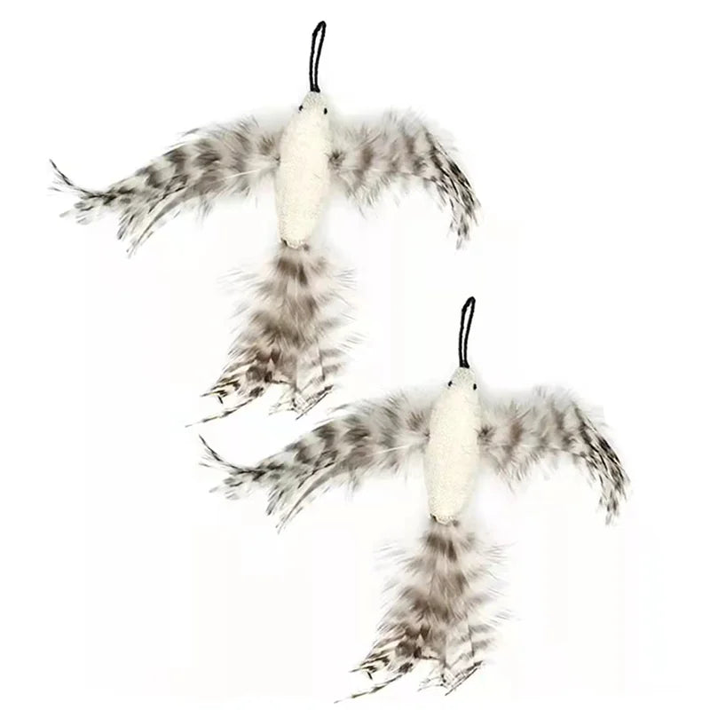 Feather Bird Cat Teaser Toy – Interactive Wand with Bell & Suction Base
