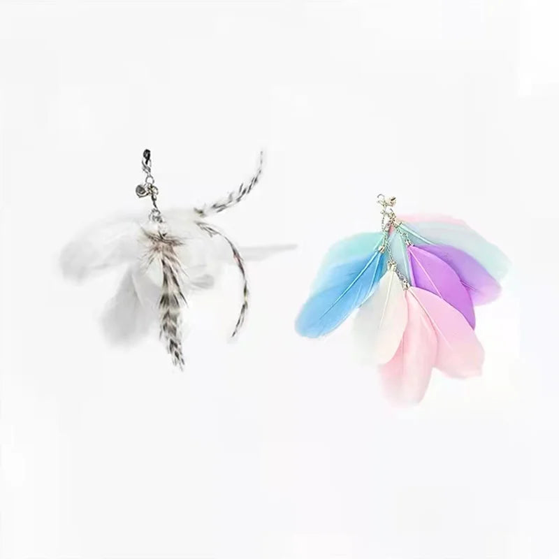 Feather Bird Cat Teaser Toy – Interactive Wand with Bell & Suction Base