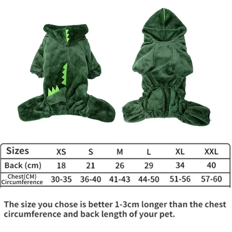 Warm Dinosaur Hoodie – Pet Coat for Small & Medium Dogs