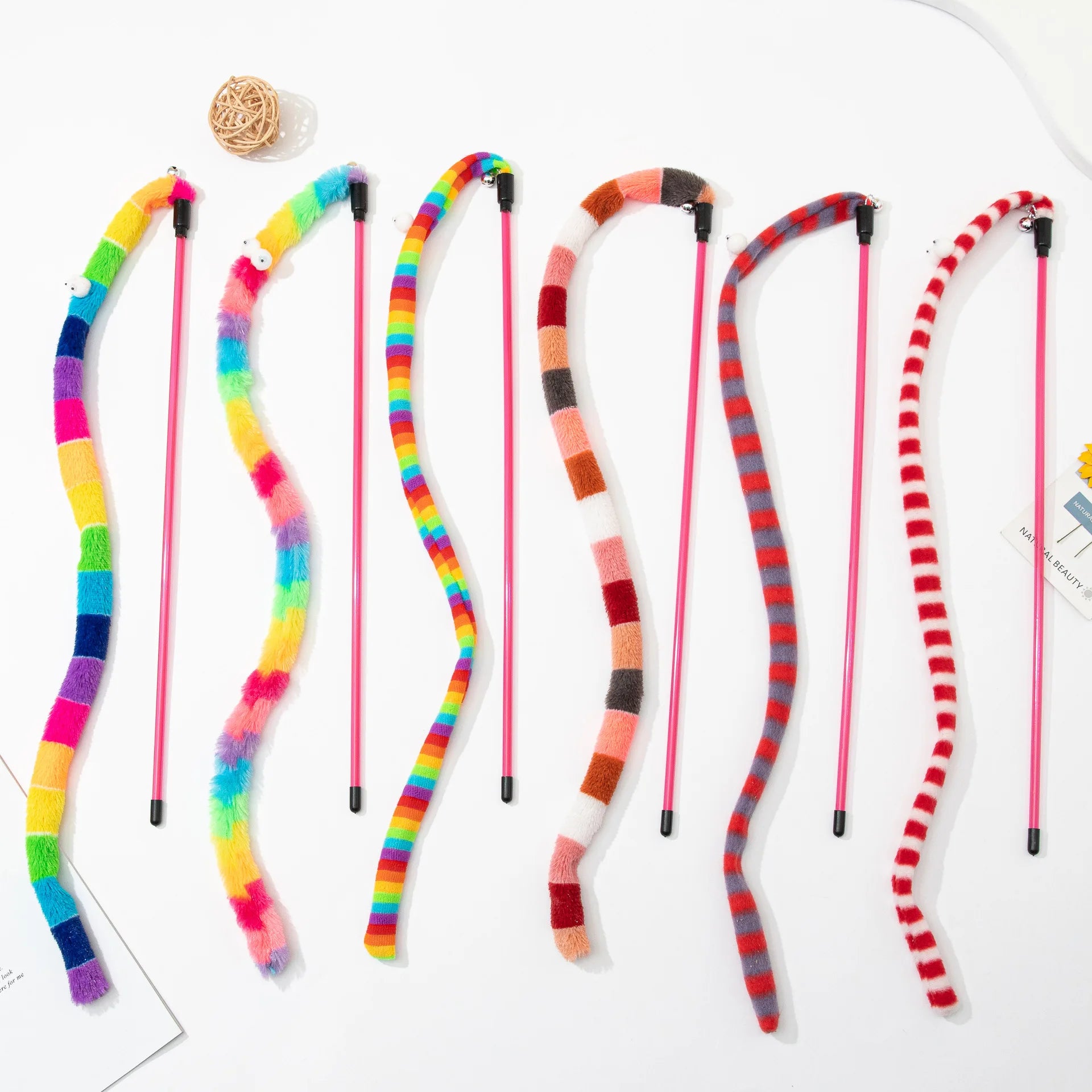Colorful Caterpillar Cat Teaser Wand