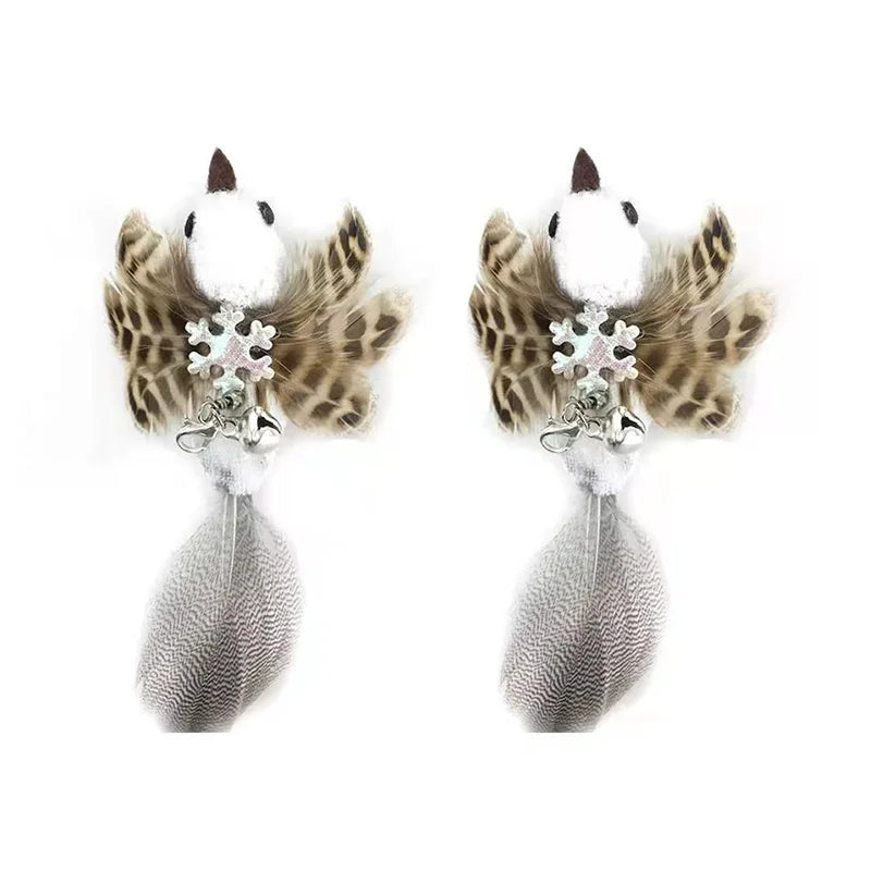 Feather Bird Cat Teaser Toy – Interactive Wand with Bell & Suction Base