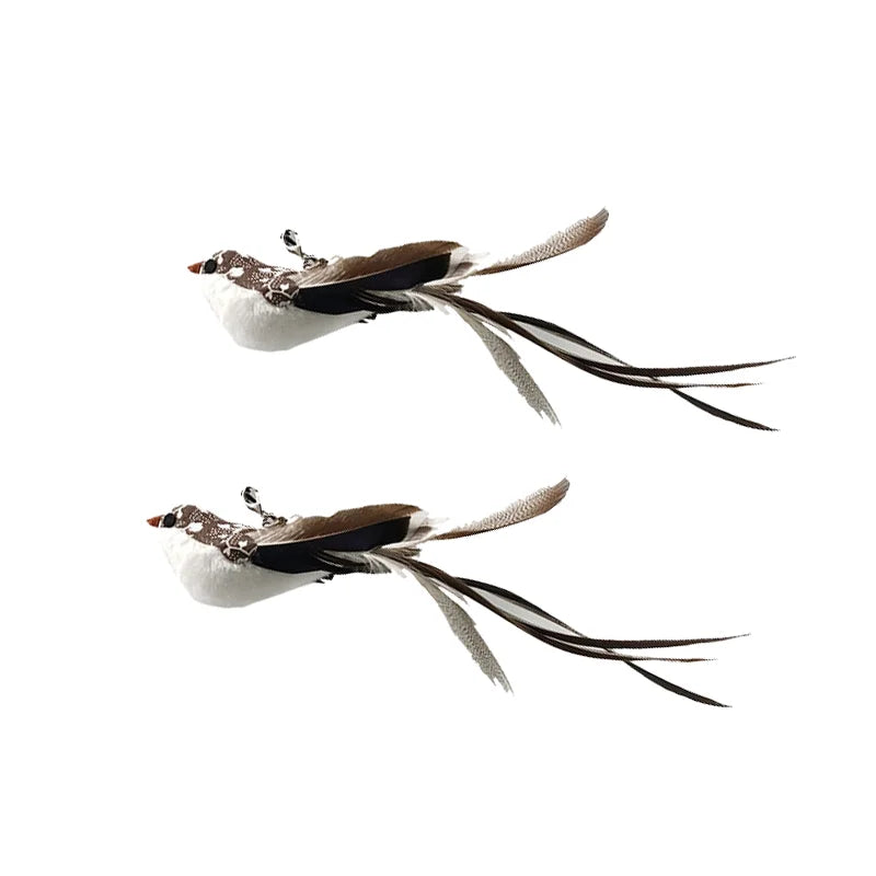 Feather Bird Cat Teaser Toy – Interactive Wand with Bell & Suction Base