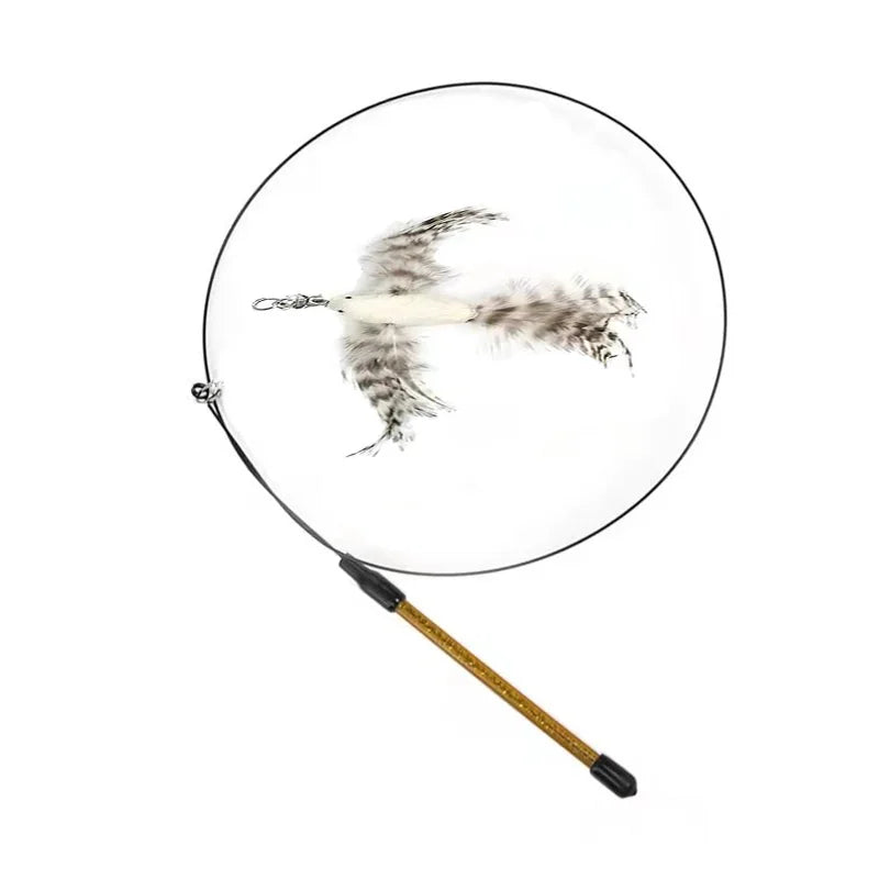 Feather Bird Cat Teaser Toy – Interactive Wand with Bell & Suction Base
