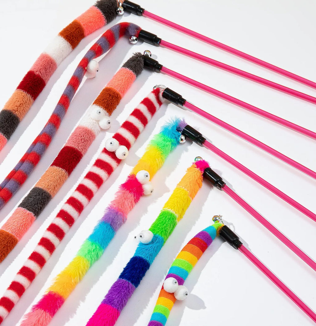 Colorful Caterpillar Cat Teaser Wand
