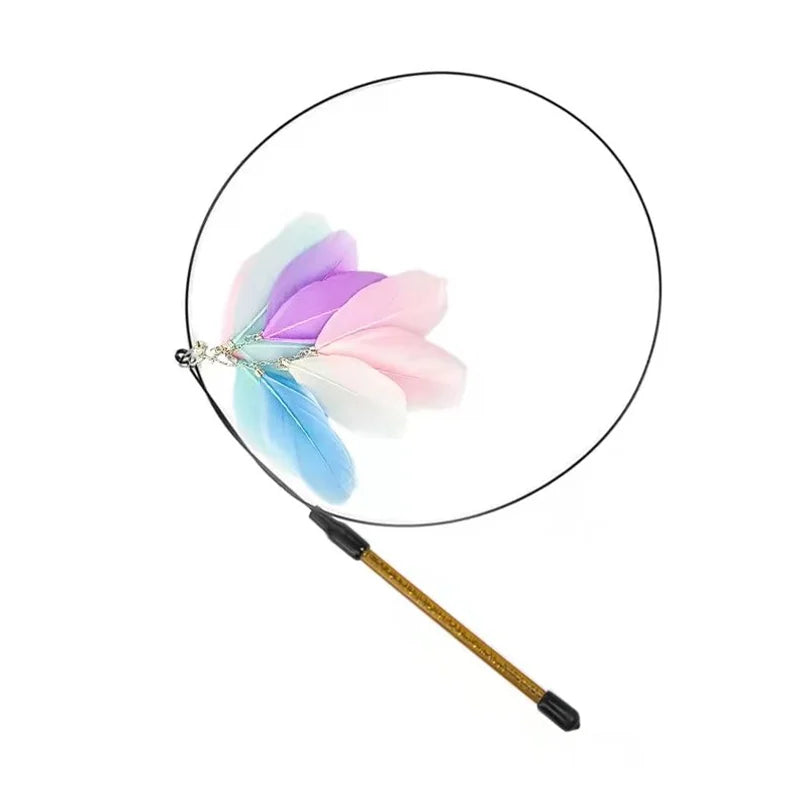Feather Bird Cat Teaser Toy – Interactive Wand with Bell & Suction Base