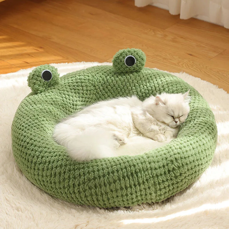 Frog-Shaped Plush Pet Nest/ Bed