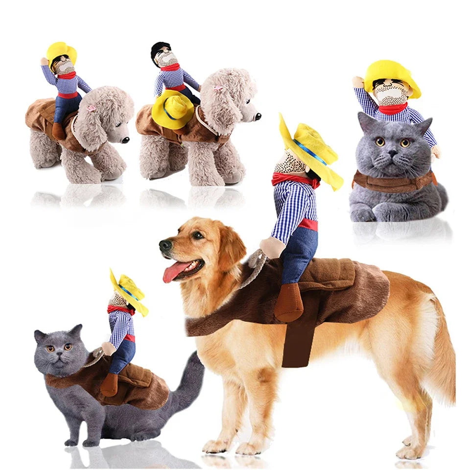 Funny Cowboy Rider Dog Costume