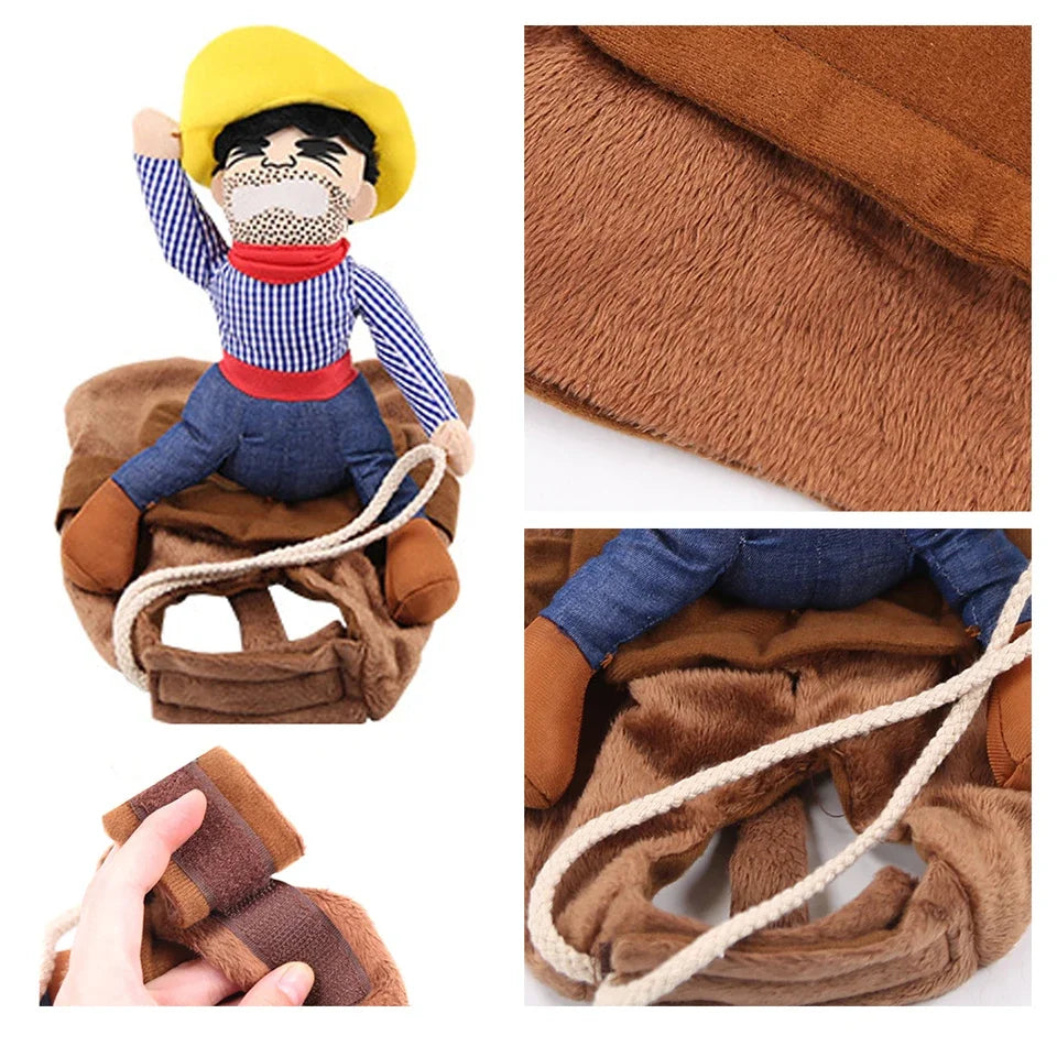 Funny Cowboy Rider Dog Costume