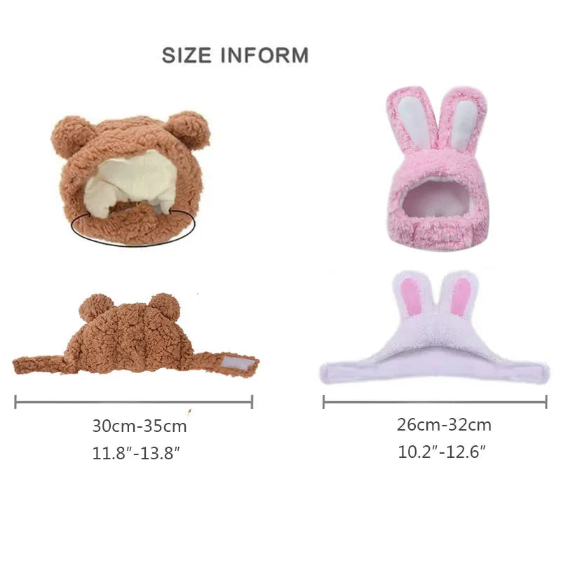 Cozy Critter Ears Pet Hats (Bear and Rabbit)