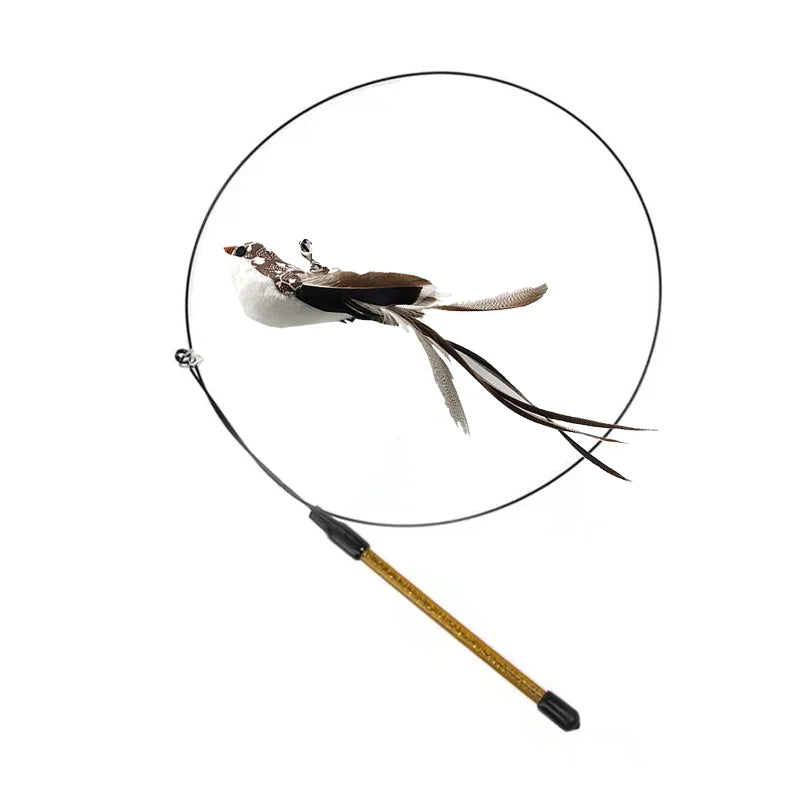 Feather Bird Cat Teaser Toy – Interactive Wand with Bell & Suction Base