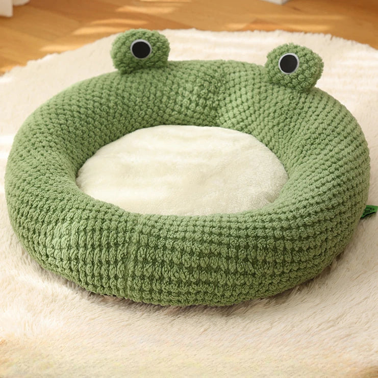Frog-Shaped Plush Pet Nest/ Bed